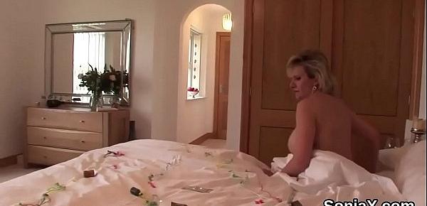  Unfaithful british mature lady sonia reveals her massive boobies